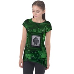 Technology Computer Chip Electronics Industry Circuit Board Cap Sleeve High Low Top by Bakwanart