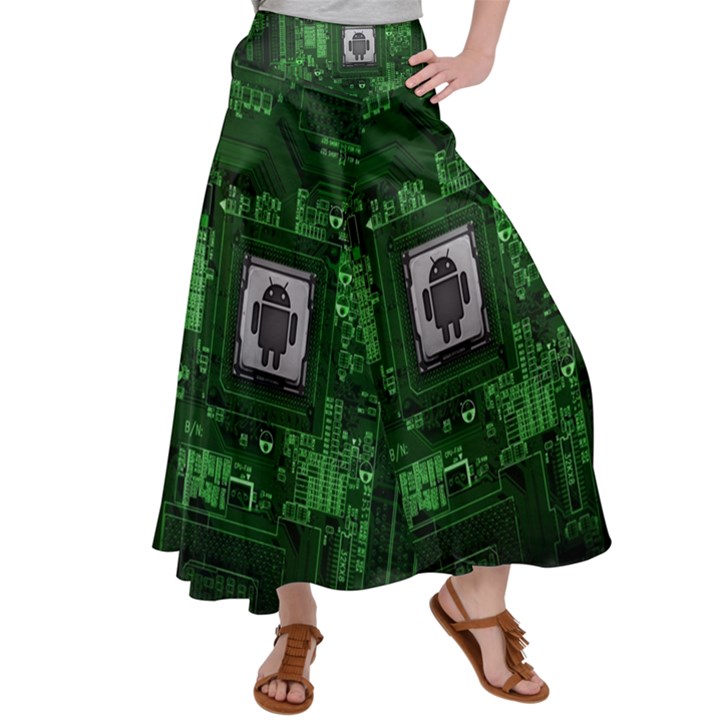 Technology Computer Chip Electronics Industry Circuit Board Women s Satin Palazzo Pants