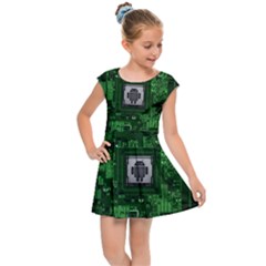 Technology Computer Chip Electronics Industry Circuit Board Kids  Cap Sleeve Dress by Bakwanart