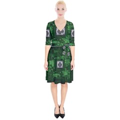 Technology Computer Chip Electronics Industry Circuit Board Wrap Up Cocktail Dress by Bakwanart