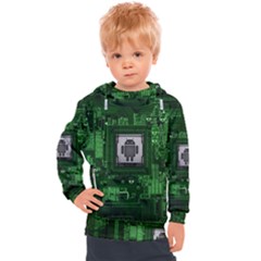 Technology Computer Chip Electronics Industry Circuit Board Kids  Hooded Pullover by Bakwanart