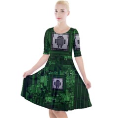 Technology Computer Chip Electronics Industry Circuit Board Quarter Sleeve A-line Dress