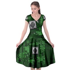 Technology Computer Chip Electronics Industry Circuit Board Cap Sleeve Wrap Front Dress by Bakwanart