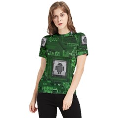 Technology Computer Chip Electronics Industry Circuit Board Women s Short Sleeve Rash Guard by Bakwanart