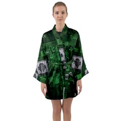 Technology Computer Chip Electronics Industry Circuit Board Long Sleeve Satin Kimono by Bakwanart