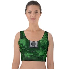 Technology Computer Chip Electronics Industry Circuit Board Velvet Crop Top by Bakwanart