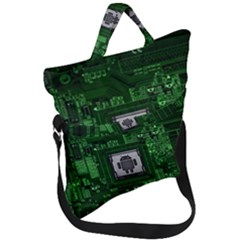 Technology Computer Chip Electronics Industry Circuit Board Fold Over Handle Tote Bag by Bakwanart