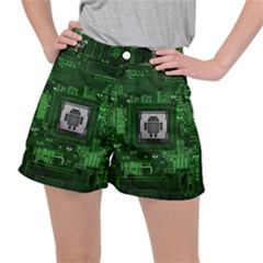 Technology Computer Chip Electronics Industry Circuit Board Women s Ripstop Shorts by Bakwanart