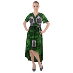 Technology Computer Chip Electronics Industry Circuit Board Front Wrap High Low Dress by Bakwanart