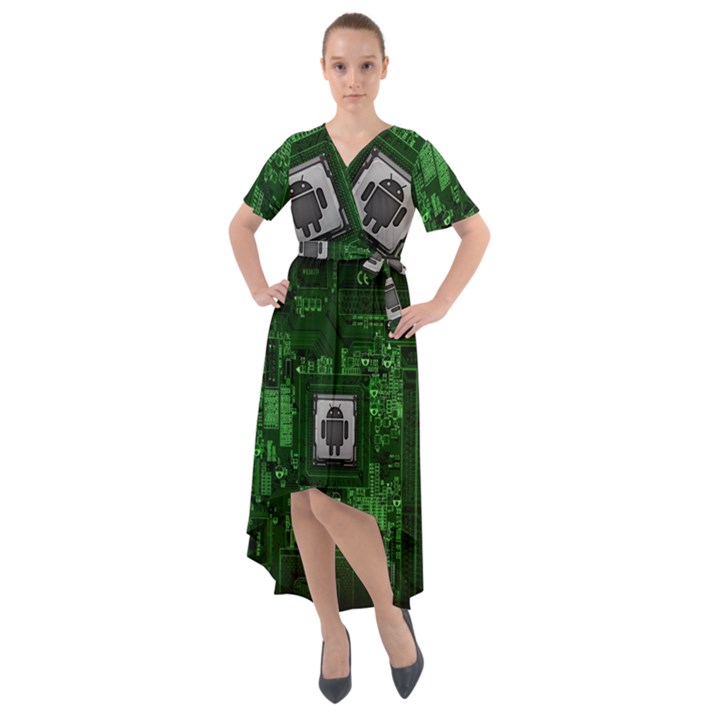 Technology Computer Chip Electronics Industry Circuit Board Front Wrap High Low Dress