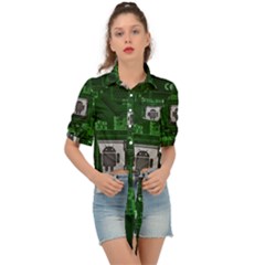 Technology Computer Chip Electronics Industry Circuit Board Tie Front Shirt  by Bakwanart