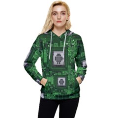 Technology Computer Chip Electronics Industry Circuit Board Women s Lightweight Drawstring Hoodie by Bakwanart