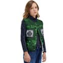 Technology Computer Chip Electronics Industry Circuit Board Kid s Short Button Up Puffer Vest	 View2