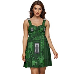 Technology Computer Chip Electronics Industry Circuit Board Ruffle Strap Babydoll Chiffon Dress by Bakwanart