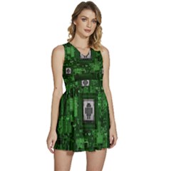 Technology Computer Chip Electronics Industry Circuit Board Sleeveless High Waist Mini Dress by Bakwanart