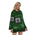 Technology Computer Chip Electronics Industry Circuit Board Round Neck Long Sleeve Bohemian Style Chiffon Mini Dress View3