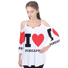 I Love Pineapple Flutter Sleeve Tee 