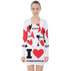 I Love Pineapple V-neck Bodycon Long Sleeve Dress by ilovewhateva