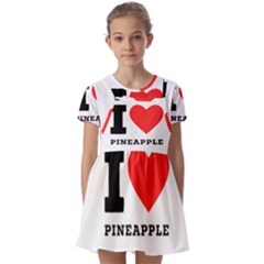 I Love Pineapple Kids  Short Sleeve Pinafore Style Dress by ilovewhateva