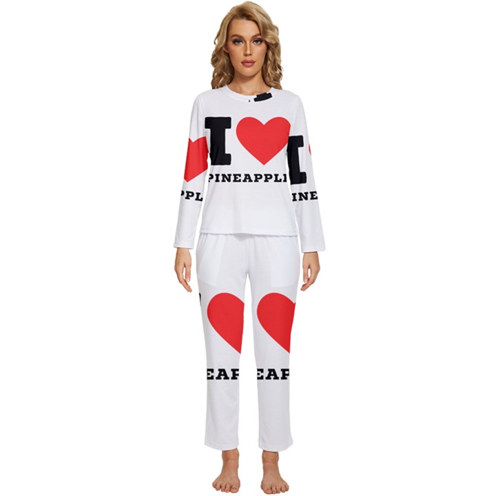 I love pineapple Womens  Long Sleeve Lightweight Pajamas Set