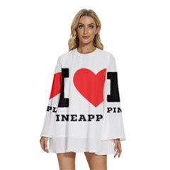 I Love Pineapple Round Neck Long Sleeve Bohemian Style Chiffon Mini Dress by ilovewhateva