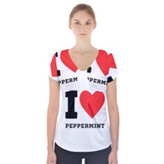 I Love Peppermint Short Sleeve Front Detail Top by ilovewhateva