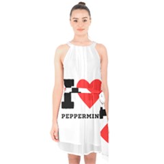 I Love Peppermint Halter Collar Waist Tie Chiffon Dress by ilovewhateva