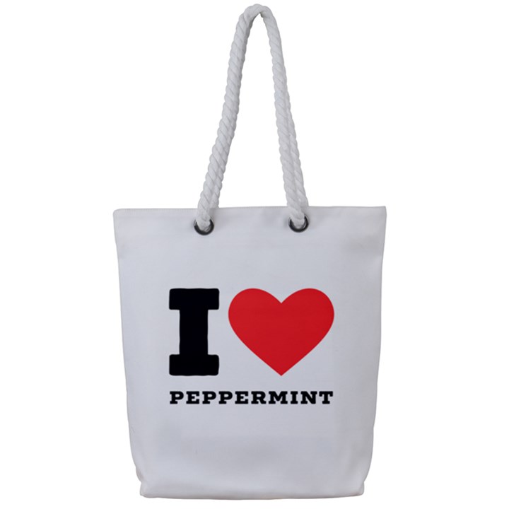 I love peppermint Full Print Rope Handle Tote (Small)