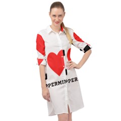 I Love Peppermint Long Sleeve Mini Shirt Dress by ilovewhateva