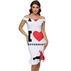 I Love Peppermint Off Shoulder Ruffle Split Hem Bodycon Dress by ilovewhateva