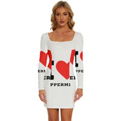 I Love Peppermint Long Sleeve Square Neck Bodycon Velvet Dress by ilovewhateva