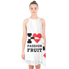 I Love Passion Fruit Halter Collar Waist Tie Chiffon Dress by ilovewhateva