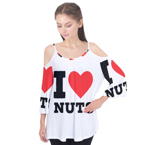 I Love Nuts Flutter Sleeve Tee  by ilovewhateva