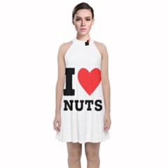 I Love Nuts Velvet Halter Neckline Dress  by ilovewhateva