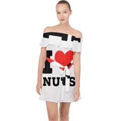 I Love Nuts Off Shoulder Chiffon Dress by ilovewhateva