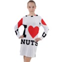 I love nuts Long Sleeve Hoodie Dress View1