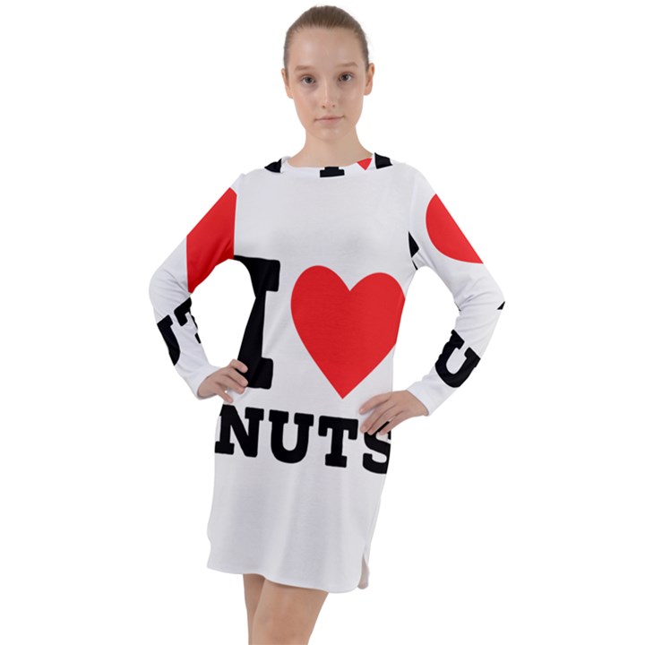 I love nuts Long Sleeve Hoodie Dress