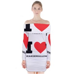 I Love Marshmallow  Long Sleeve Off Shoulder Dress by ilovewhateva