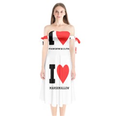 I Love Marshmallow  Shoulder Tie Bardot Midi Dress by ilovewhateva