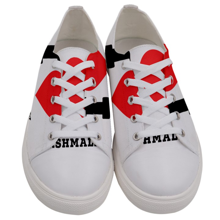 I love marshmallow  Men s Low Top Canvas Sneakers