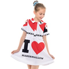 I Love Marshmallow  Kids  Short Sleeve Shirt Dress by ilovewhateva