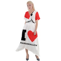 I Love Marshmallow  Cross Front Sharkbite Hem Maxi Dress by ilovewhateva