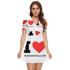 I Love Marshmallow  V-neck High Waist Chiffon Mini Dress by ilovewhateva