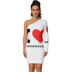 I Love Marshmallow  Long Sleeve One Shoulder Mini Dress by ilovewhateva