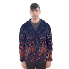 Abstract Colorful Circuit Men s Hooded Windbreaker