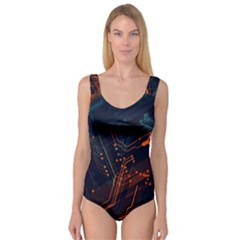 Abstract Colorful Circuit Princess Tank Leotard  by Bakwanart