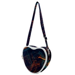 Abstract Colorful Circuit Heart Shoulder Bag by Bakwanart