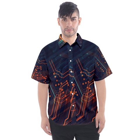 Abstract Colorful Circuit Men s Short Sleeve Shirt by Bakwanart