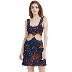 Abstract Colorful Circuit Velour Cutout Dress by Bakwanart