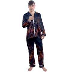 Abstract Colorful Circuit Men s Long Sleeve Satin Pajamas Set by Bakwanart